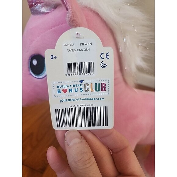 Build A Bear Workshop Candy Cane Swirl UNICORN PONY Pink Plush 2018 BAB 15" NWT - Picture 4 of 9
